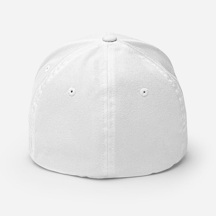 Back view of Permian High School Panthers White Flexfit Baseball Cap 208