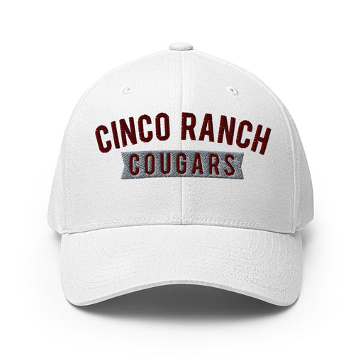 Cinco Ranch Cougars Flexfit White Baseball Cap 224