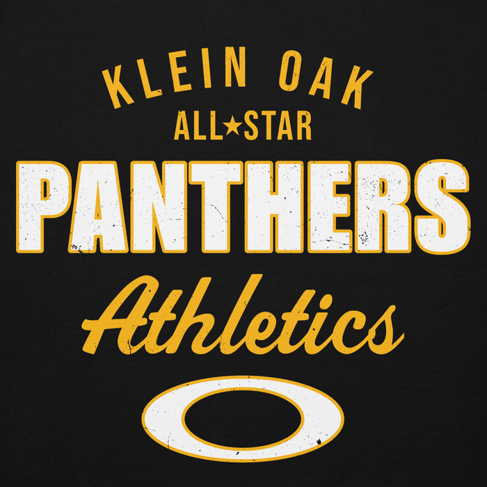 Close-up view of Klein Oak High School Panthers Premium Black Unisex Hoodie 034