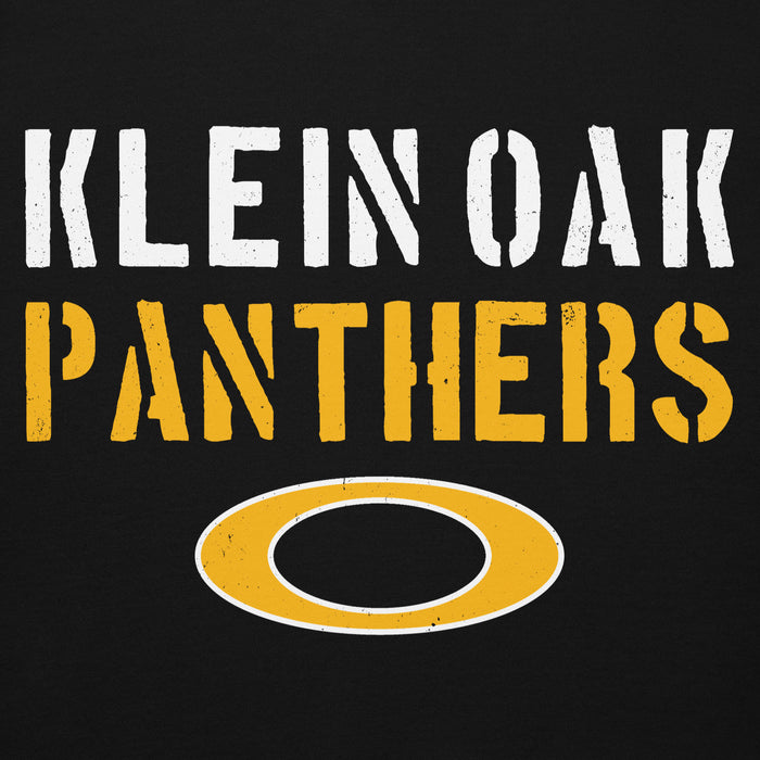Close-up view of Klein Oak High School Panthers Premium Black Unisex Hoodie 017