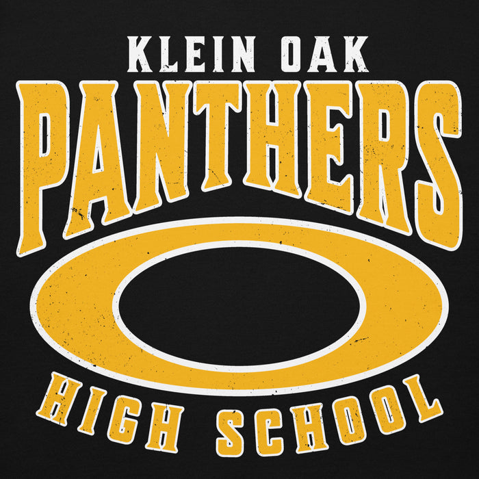 Close-up view of Klein Oak High School Panthers Premium Black Unisex Hoodie 213