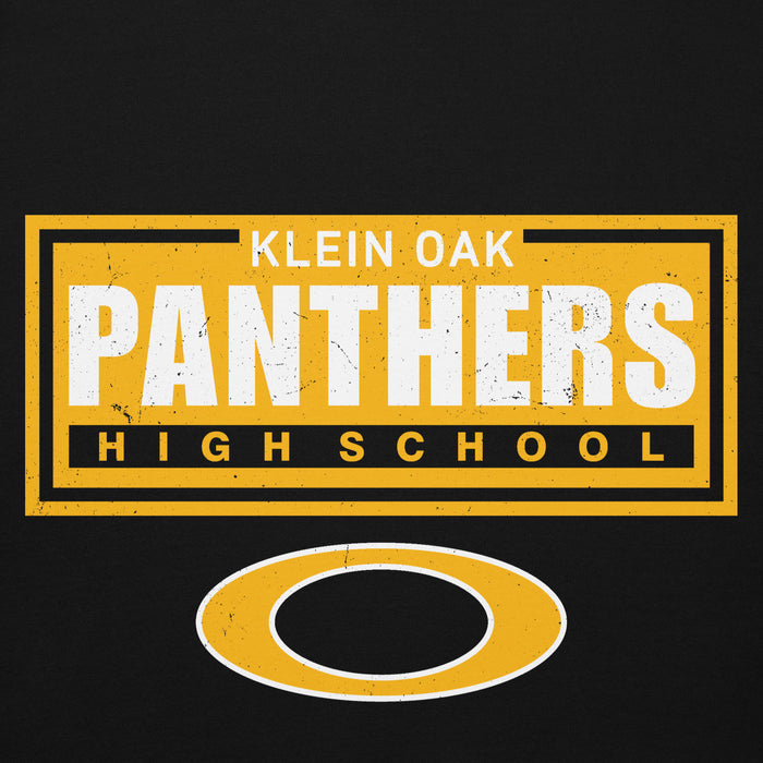 Close-up view of Klein Oak High School Panthers Premium Black Unisex Hoodie 049