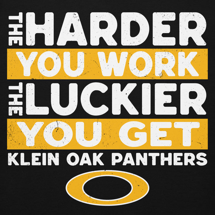 Close-up view of Klein Oak High School Panthers Premium Black Unisex Hoodie 238