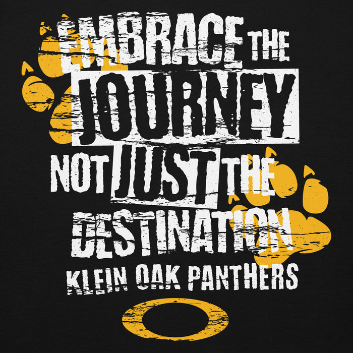 Close-up view of Klein Oak High School Panthers Premium Black Unisex Hoodie 232