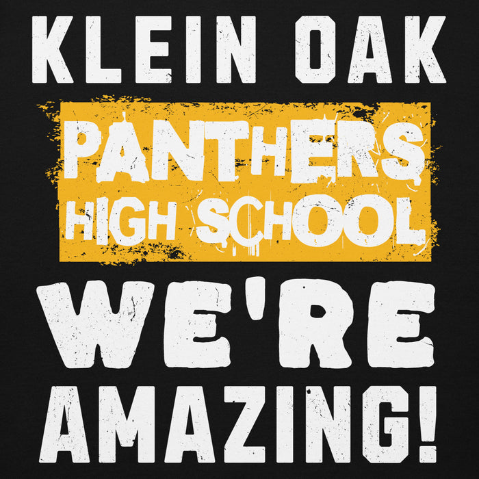 Close-up view of Klein Oak High School Panthers Premium Black Unisex Hoodie 231