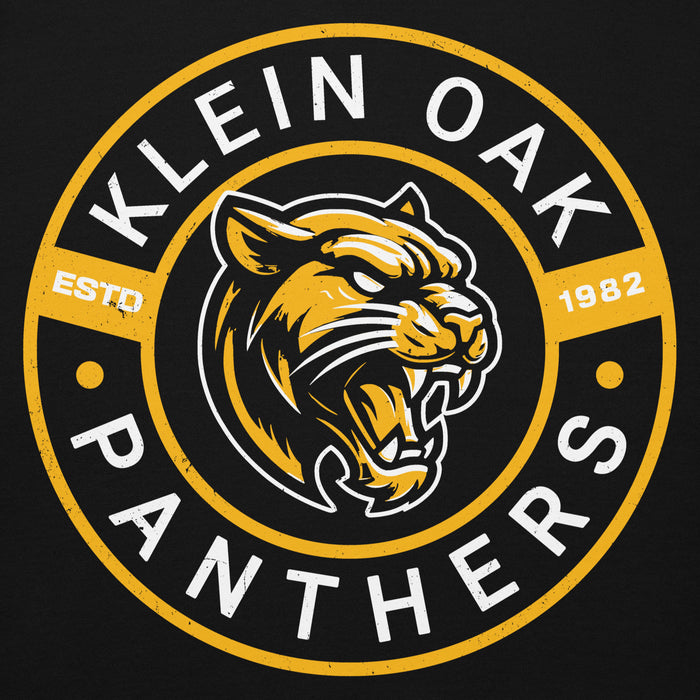 Close-up view of Klein Oak High School Panthers Premium Black Unisex Hoodie 239