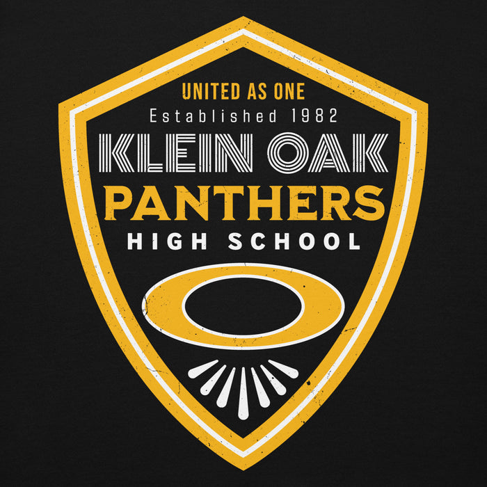 Close-up view of Klein Oak High School Panthers Premium Black Unisex Hoodie 225