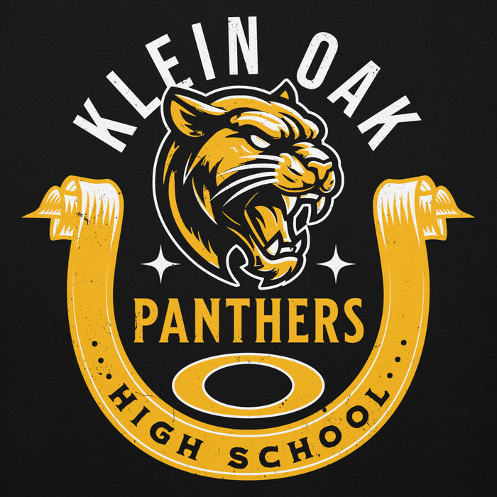 Close-up view of Klein Oak High School Panthers Premium Black Unisex Hoodie 229
