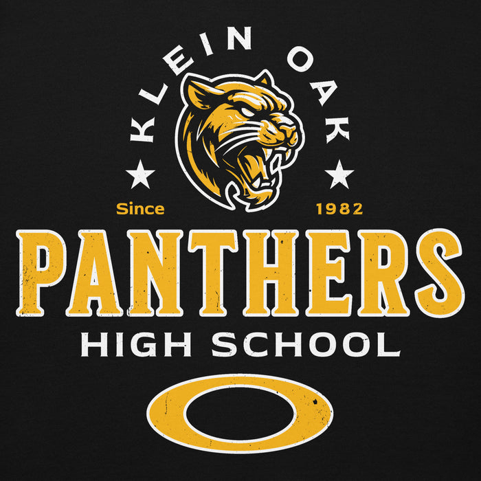Close-up view of Klein Oak High School Panthers Premium Black Unisex Hoodie 222