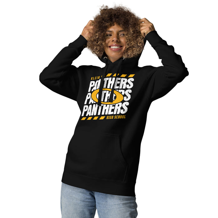 Woman wearing Klein Oak High School Panthers Premium Black Unisex Hoodie 223