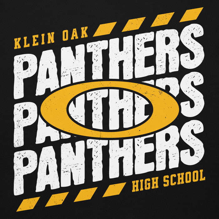 Close-up view of Klein Oak High School Panthers Premium Black Unisex Hoodie 223