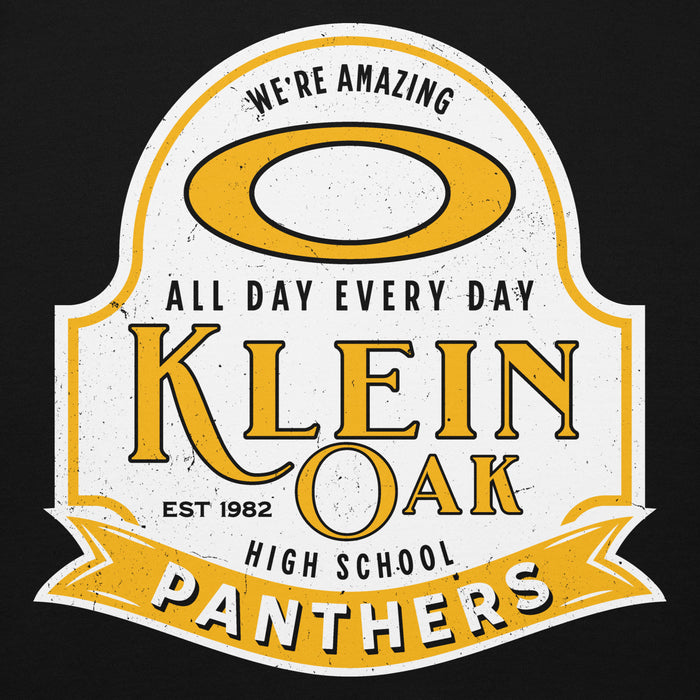 Close-up view of Klein Oak High School Panthers Premium Black Unisex Hoodie 219