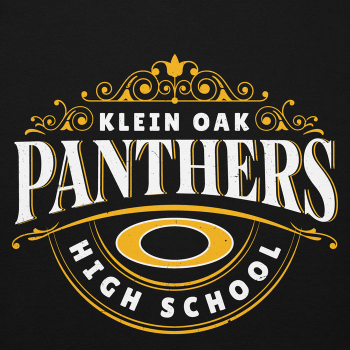 Close-up view of Klein Oak High School Panthers Premium Black Unisex Hoodie 211