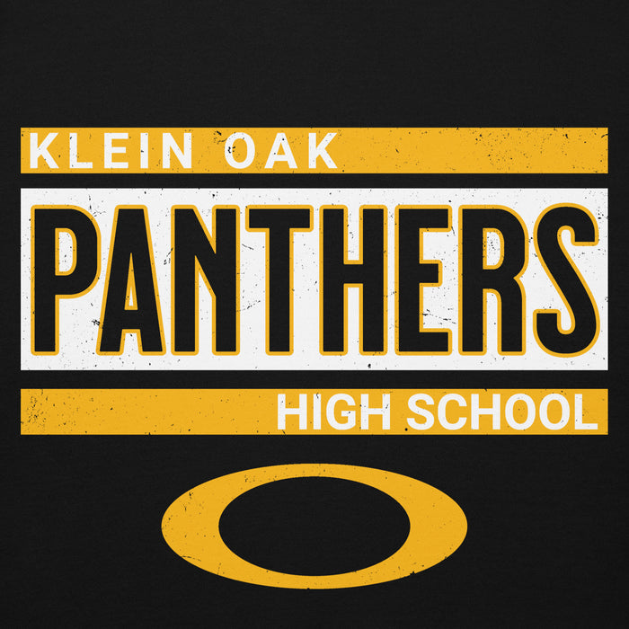 Close-up view of Klein Oak High School Panthers Premium Black Unisex Hoodie 098