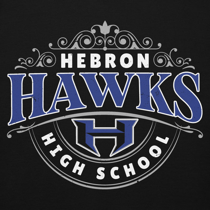 Man wearing Hebron High School Hawks Black Premium Unisex Hoodie 211