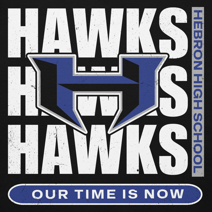Close-up view of Hebron High School Hawks Black Premium Unisex Hoodie 235