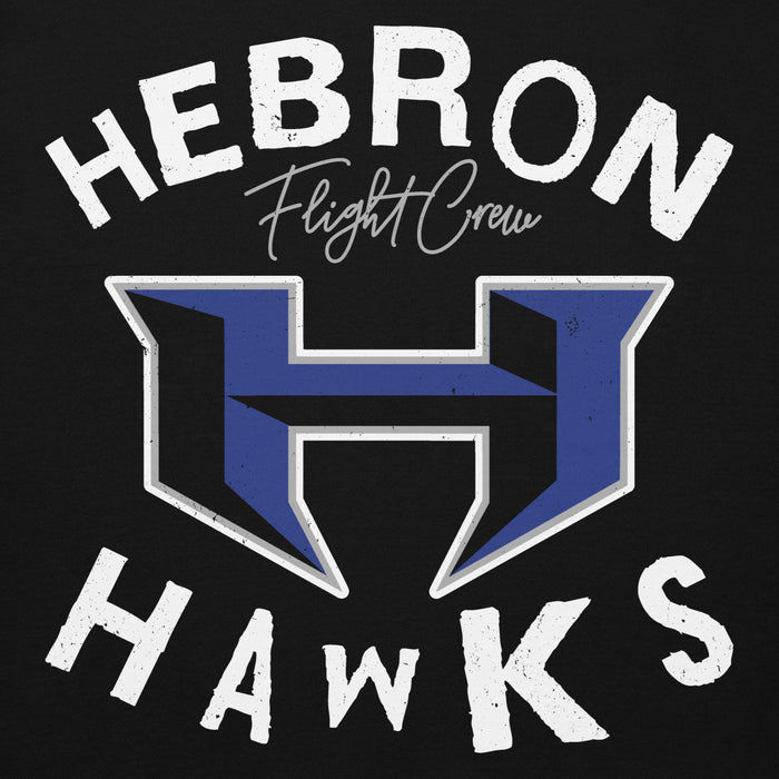 Close-up view of Hebron High School Hawks Black Premium Unisex Hoodie 228