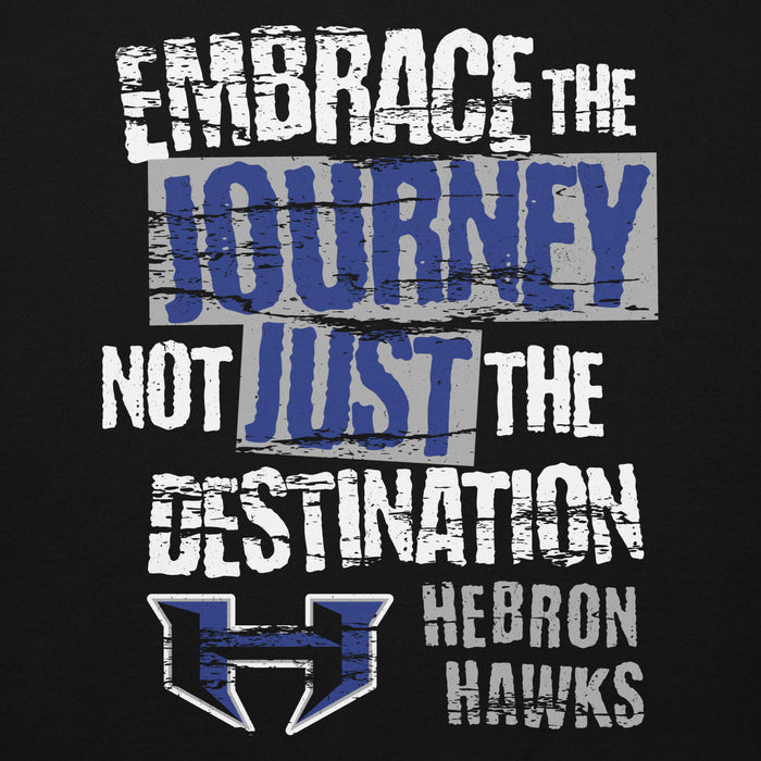 Close-up view of Hebron High School Hawks Black Premium Unisex Hoodie 232