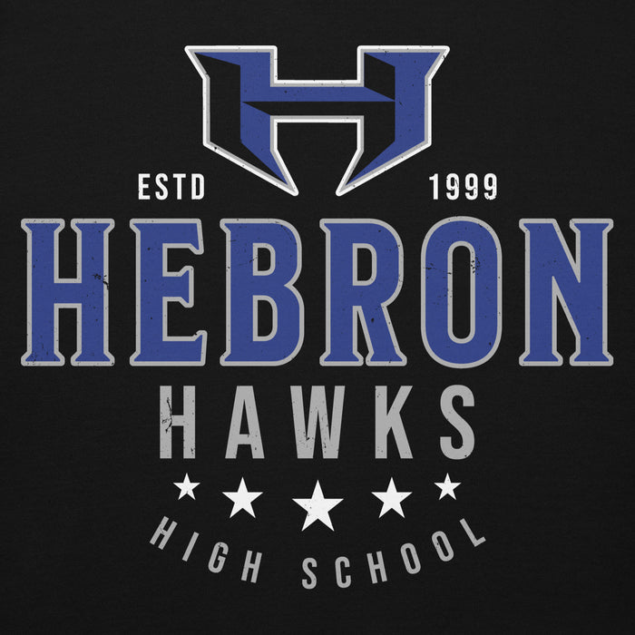 Close-up view of Hebron High School Hawks Black Premium Unisex Hoodie 217
