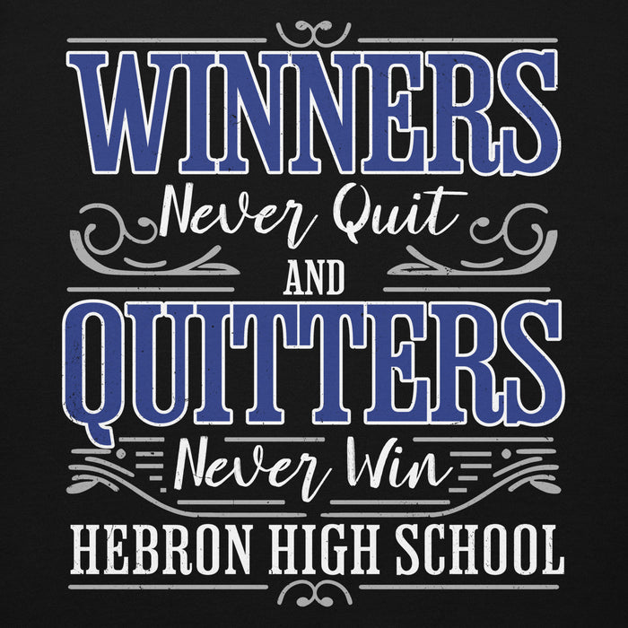 Close-up view of Hebron High School Hawks Black Premium Unisex Hoodie 237