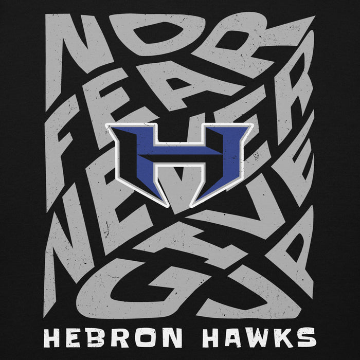 Close-up view of Hebron High School Hawks Black Premium Unisex Hoodie 236