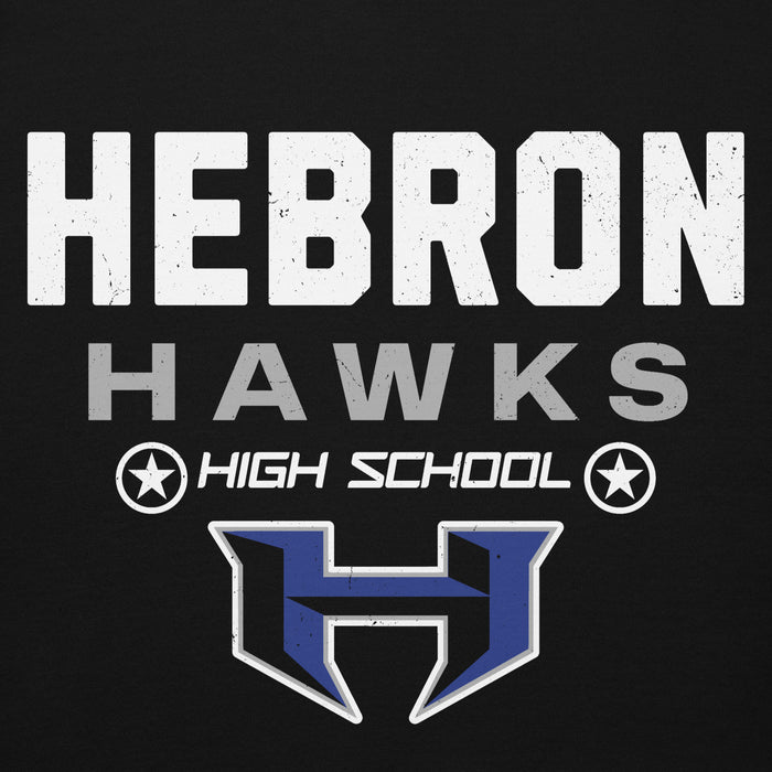 Close-up view of Hebron High School Hawks Black Premium Unisex Hoodie 003
