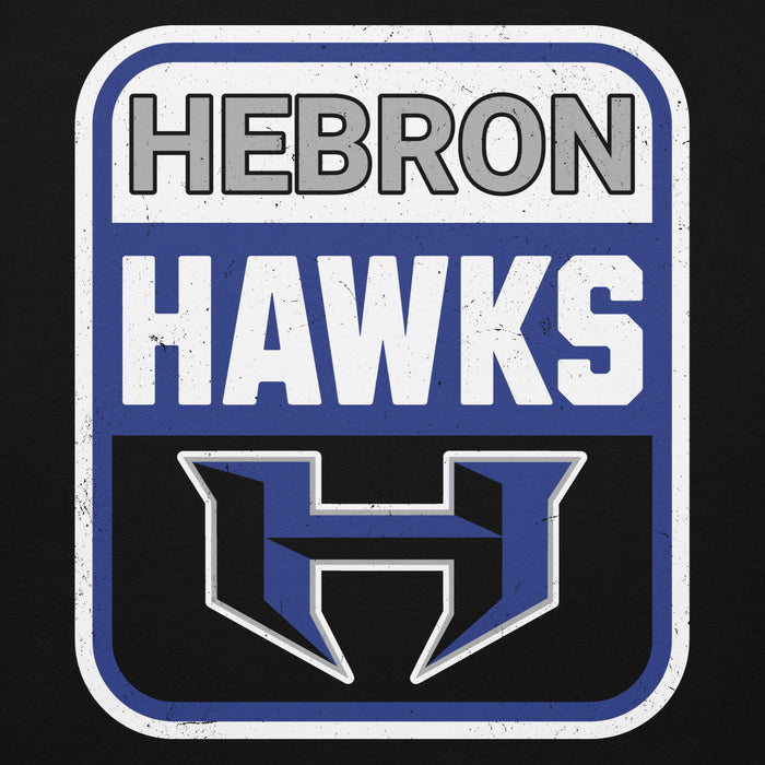 Close-up view of Hebron High School Hawks Black Premium Unisex Hoodie 001