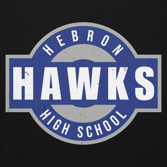 Close-up view of Hebron High School Hawks Black Premium Unisex Hoodie 011