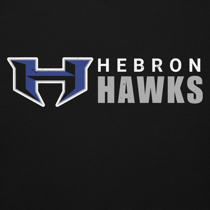 Close-up view of Hebron High School Hawks Black Premium Unisex Hoodie 200