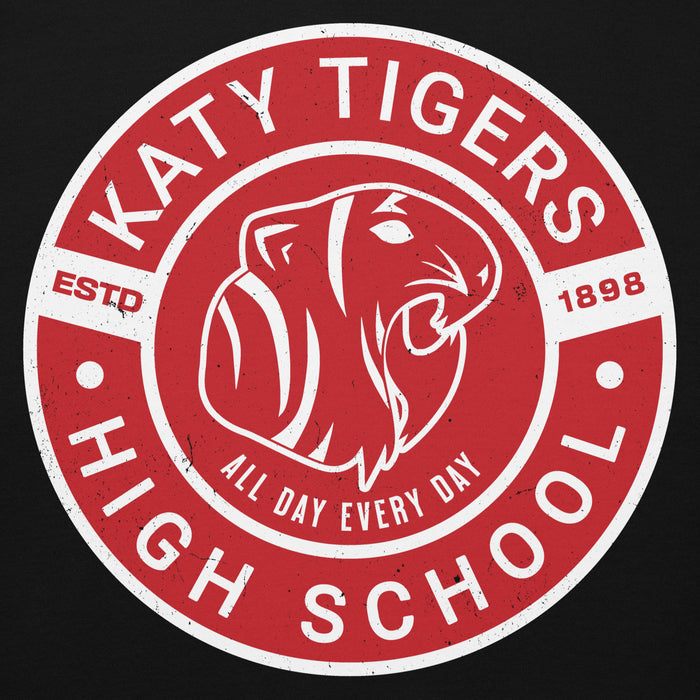 Close-up view of Katy High School Tigers Black Premium Unisex Hoodie 239