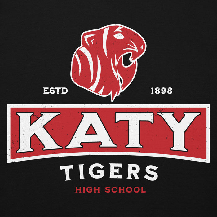 Close-up view of Katy High School Tigers Black Premium Unisex Hoodie 202