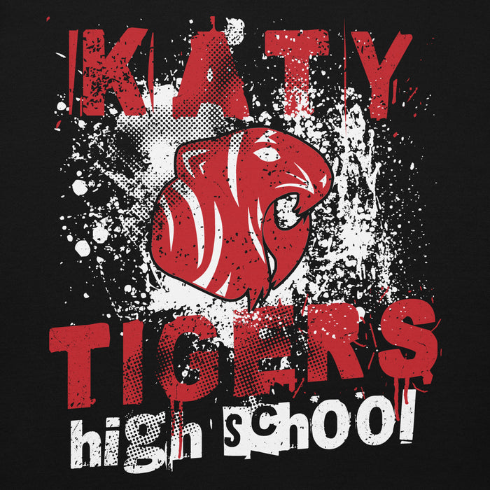 Close-up view of Katy High School Tigers Black Premium Unisex Hoodie 205