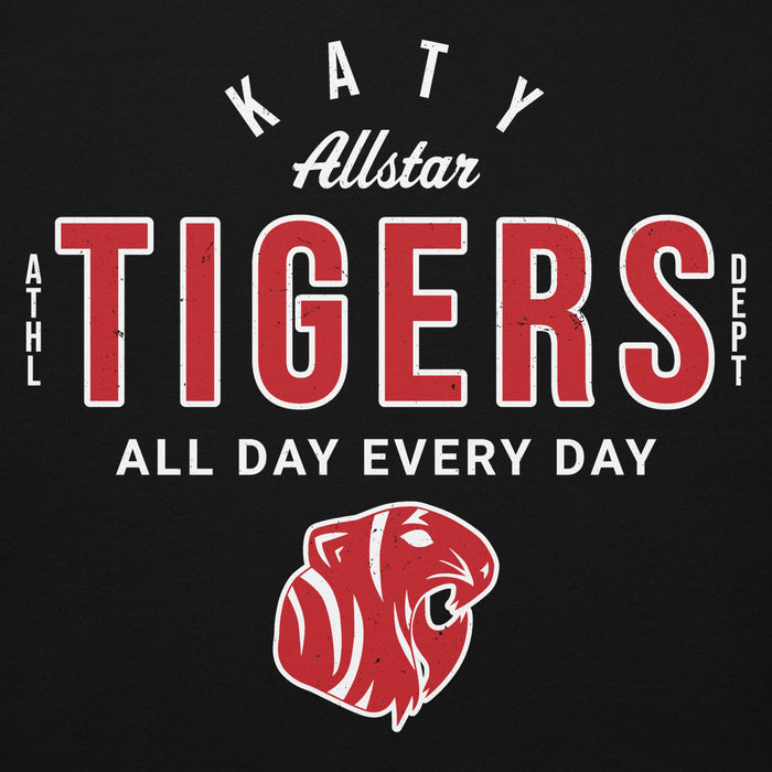 Close-up view of Katy High School Tigers Black Premium Unisex Hoodie 040