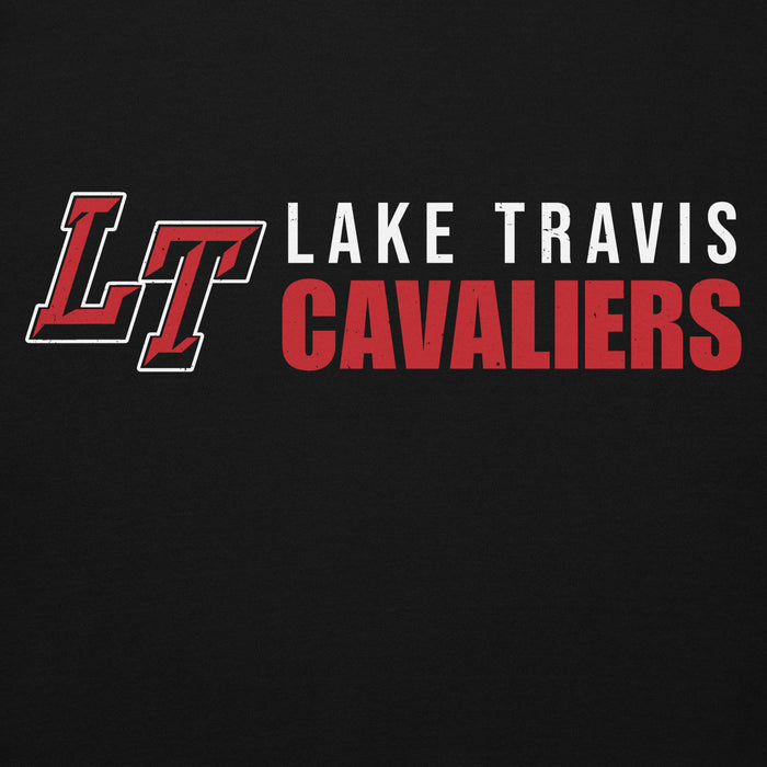 Close-up view of Lake Travis High School Cavaliers Black Premium Unisex Hoodie 200