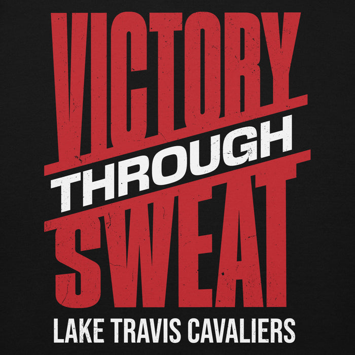 Close-up view of Lake Travis High School Cavaliers Black Premium Unisex Hoodie 241