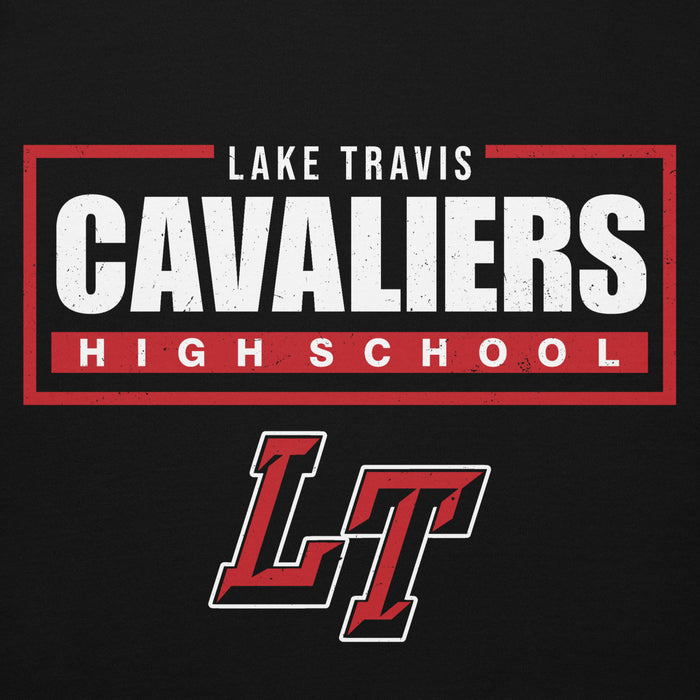Close-up view of Lake Travis High School Cavaliers Black Premium Unisex Hoodie 049