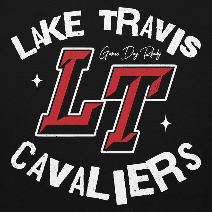 Close-up view of Lake Travis High School Cavaliers Black Premium Unisex Hoodie 228