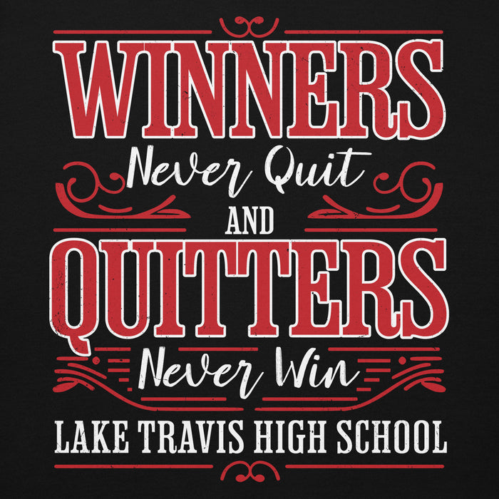 Close-up view of Lake Travis High School Cavaliers Black Premium Unisex Hoodie 237