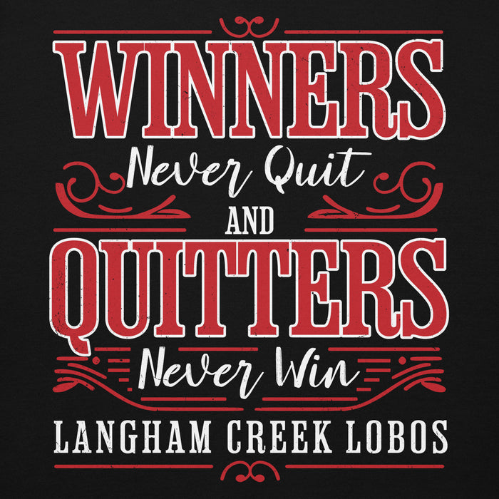 Close-up view of Langham Creek High School Lobos Black Premium Unisex Hoodie 237