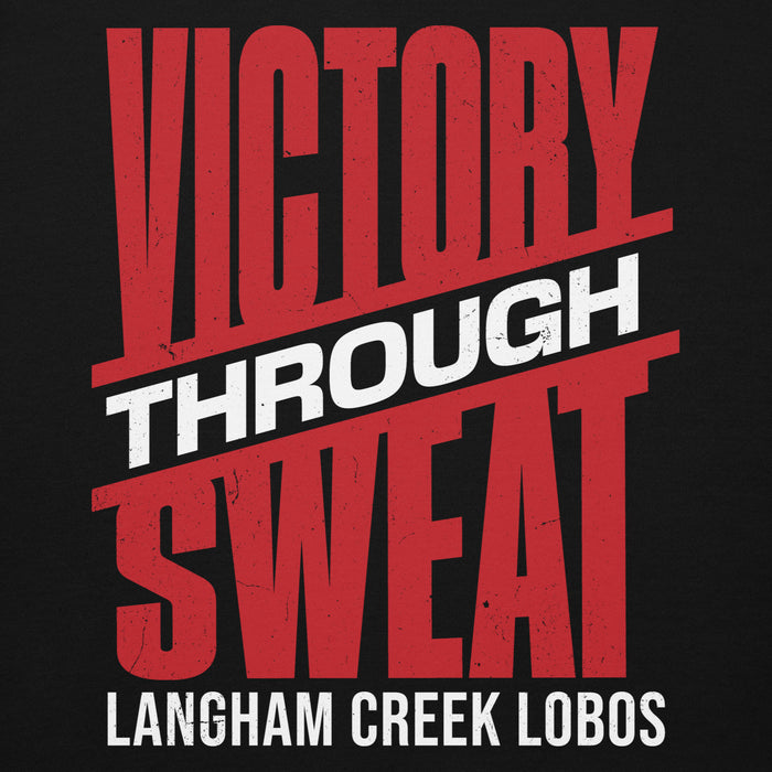 Close-up view of Langham Creek High School Lobos Black Premium Unisex Hoodie 241