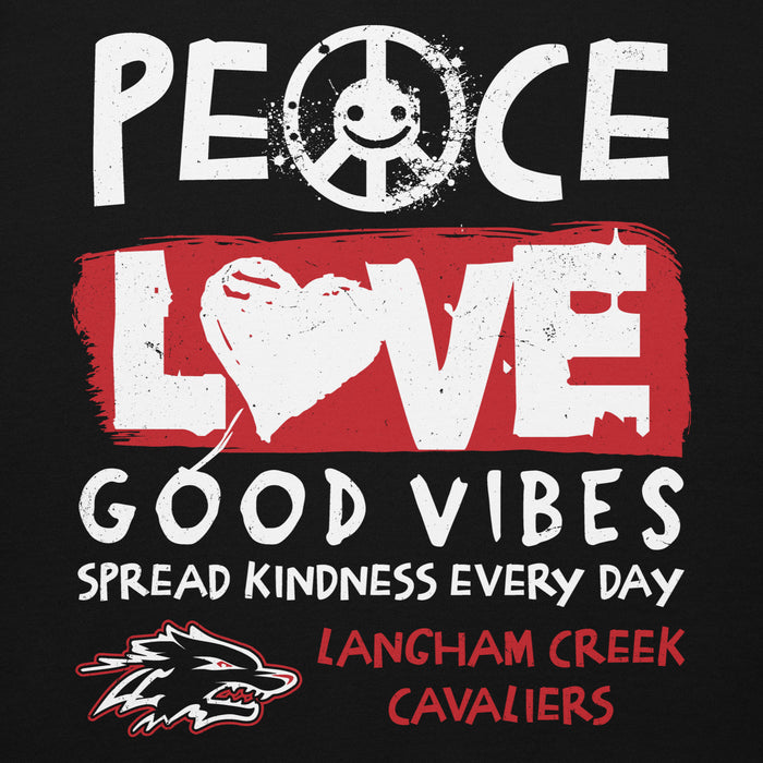 Close-up view of Langham Creek High School Lobos Black Premium Unisex Hoodie 240