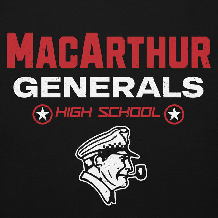 Close-up view of MacArthur High School Generals Black Premium Unisex Hoodie 003