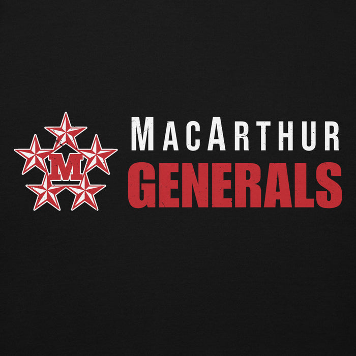 Close-up view of MacArthur High School Generals Black Premium Unisex Hoodie 200