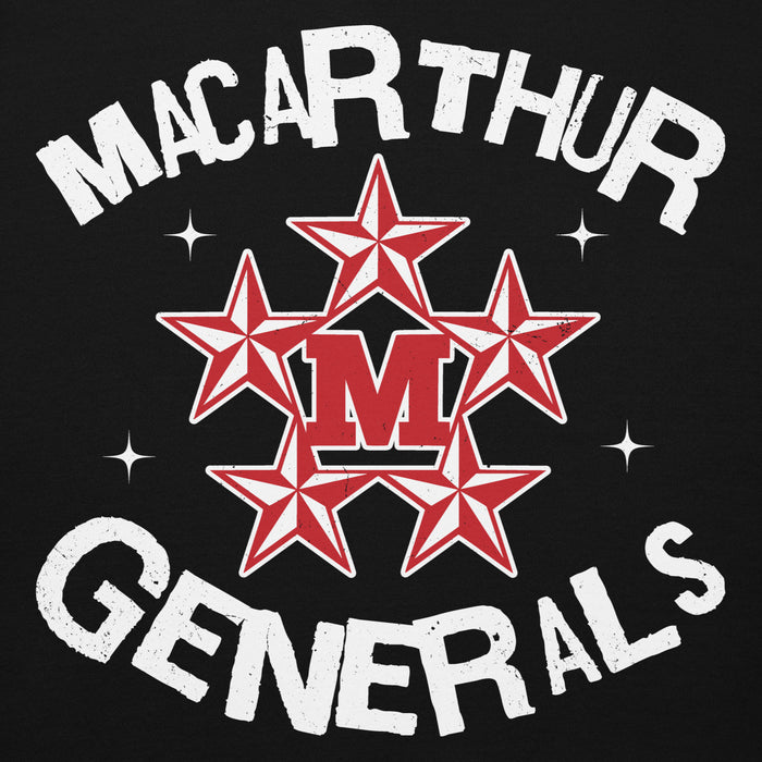 Close-up view of MacArthur High School Generals Black Premium Unisex Hoodie 228