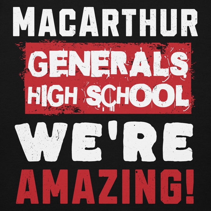 Close-up view of MacArthur High School Generals Black Premium Unisex Hoodie 231