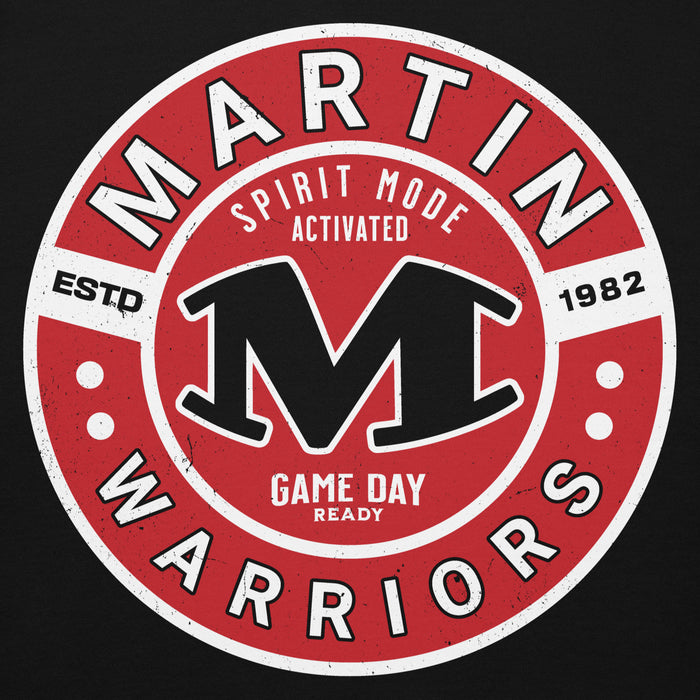 Close-up view of Martin High School Warriors Black Premium Unisex Hoodie 239