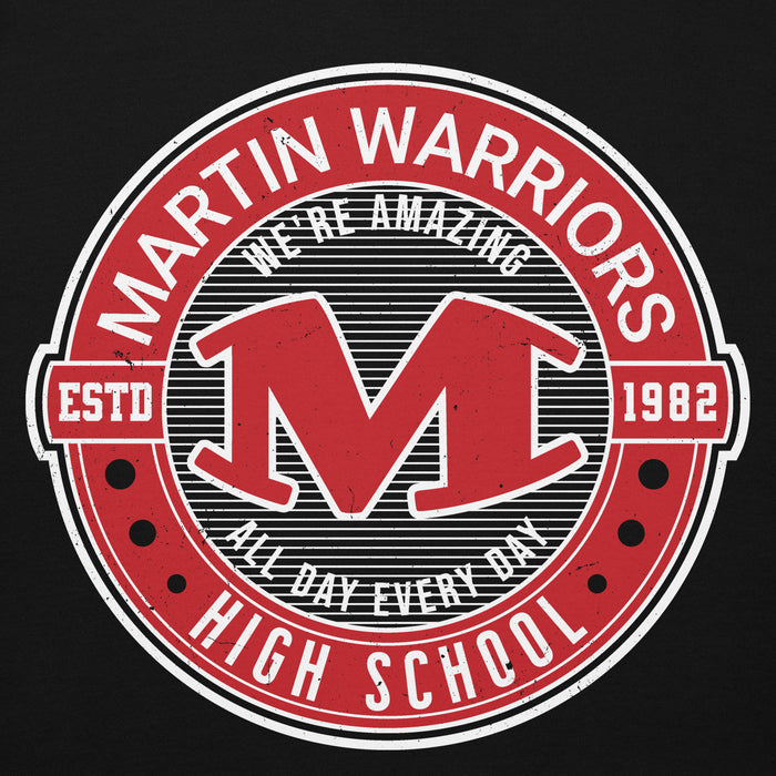 Close-up view of Martin High School Warriors Black Premium Unisex Hoodie 224