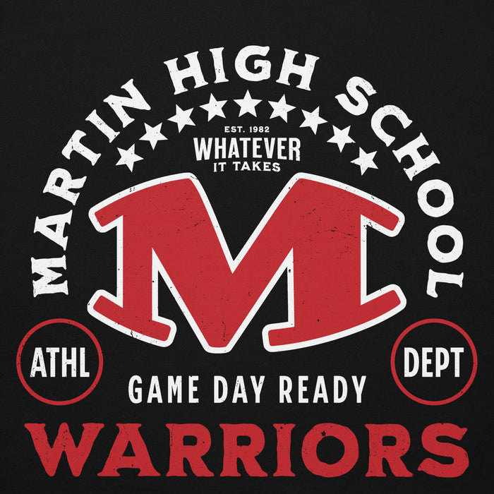 Close-up view of Martin High School Warriors Black Premium Unisex Hoodie 208