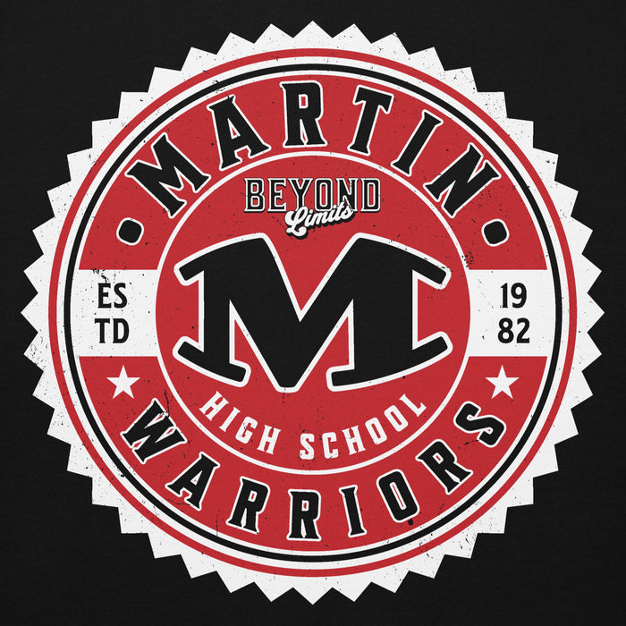 Close-up view of Martin High School Warriors Black Premium Unisex Hoodie 203