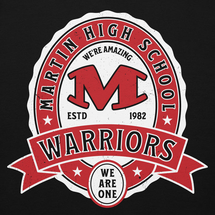 Close-up view of Martin High School Warriors Black Premium Unisex Hoodie 212